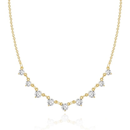 Dainty Diamond Choker Necklace with 9 Diamonds on white background