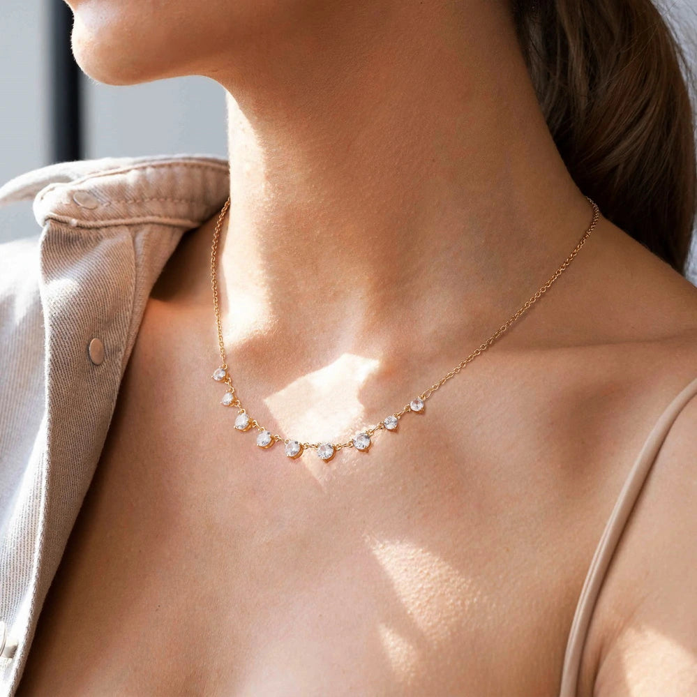 Dainty Diamond Choker Necklace featuring 9 Diamonds