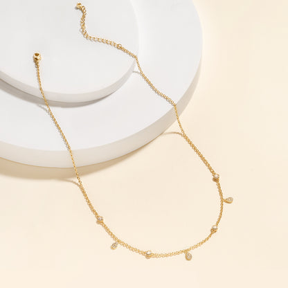 Chic Shining Dainty Station 14K Gold Plated Necklace for Women