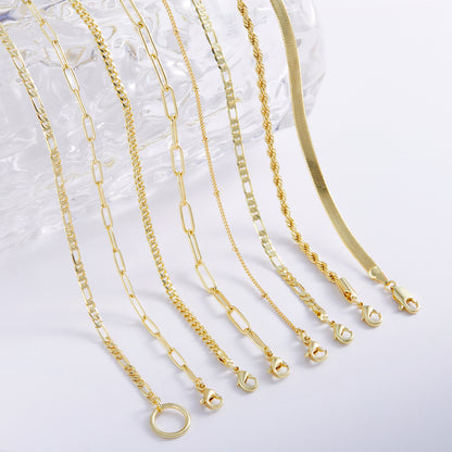 Detailed view of Dainty 14K Gold Layered Necklaces - Satellite, Twist, Paperclip