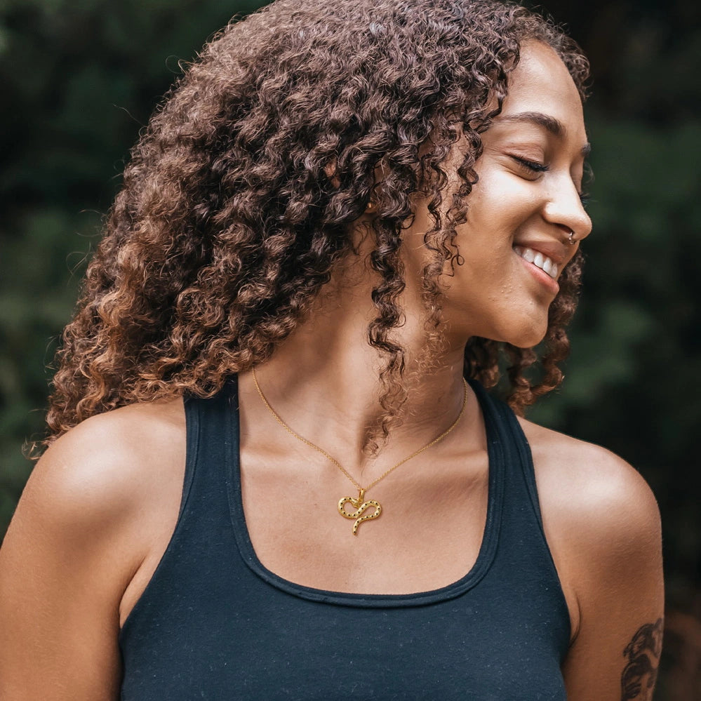 14K Layered Serpent Pendant Choker Gold Snake Necklace- Cuban+Cable Snake