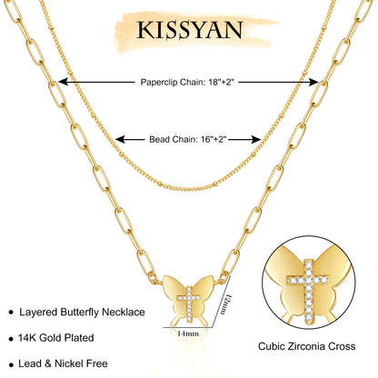 Bead Chain and Butterfly Pendant Necklace