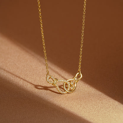Fashion Chain Double Knot Necklace with Diamonds