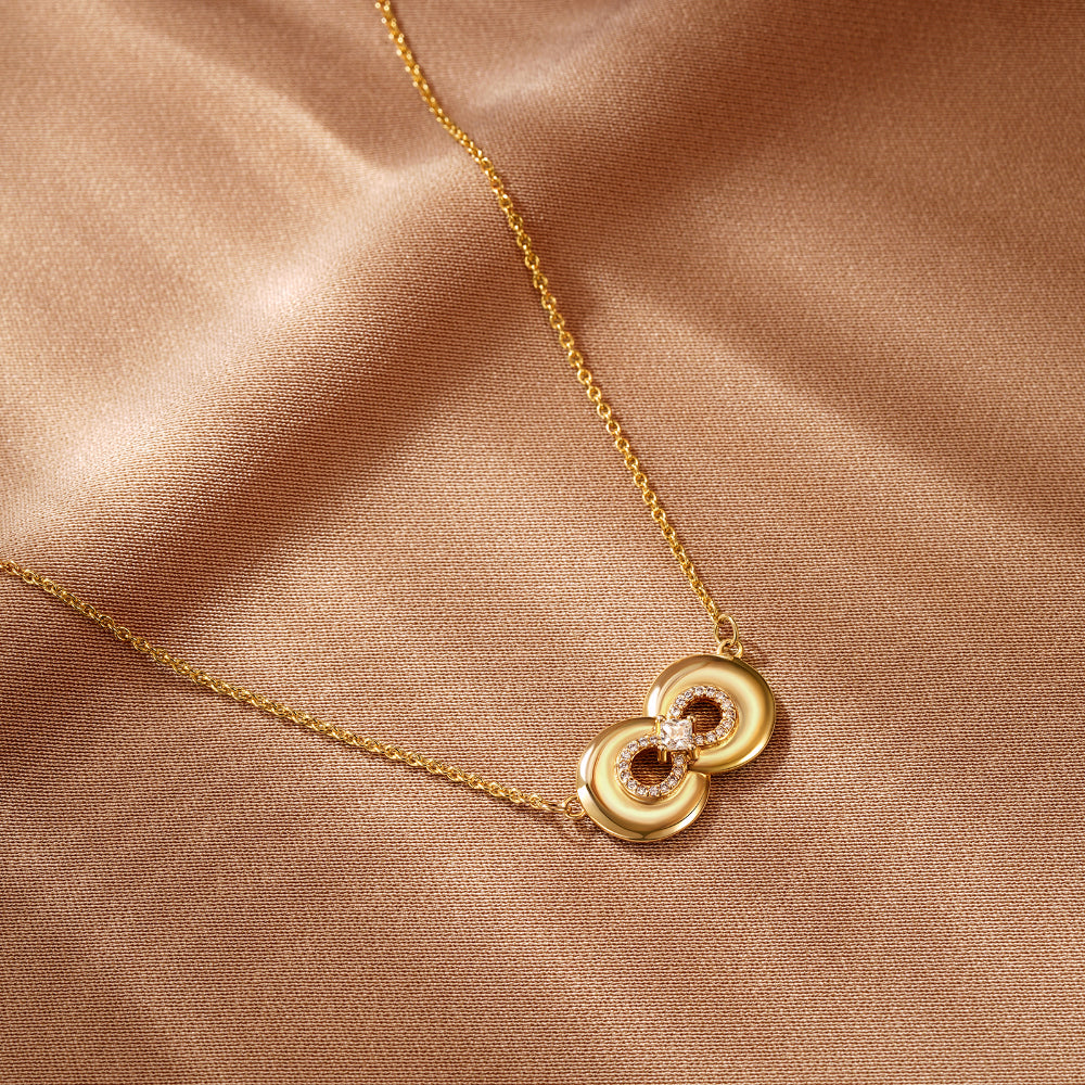 Romantic Love Knot 14K Gold Necklace for Women