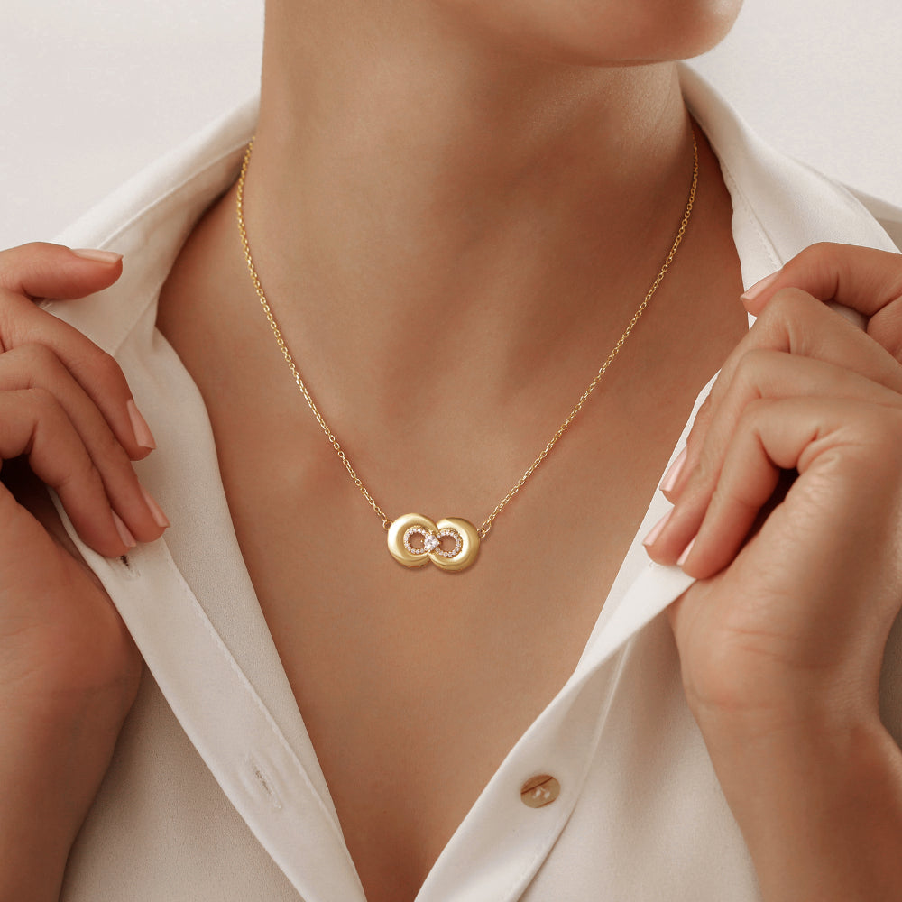 14K Gold Necklace with Unique Love Knot Pendant