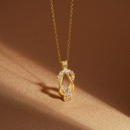 Dainty Infinity Double Knot Pendant Cubic Zirconia Forever Necklace