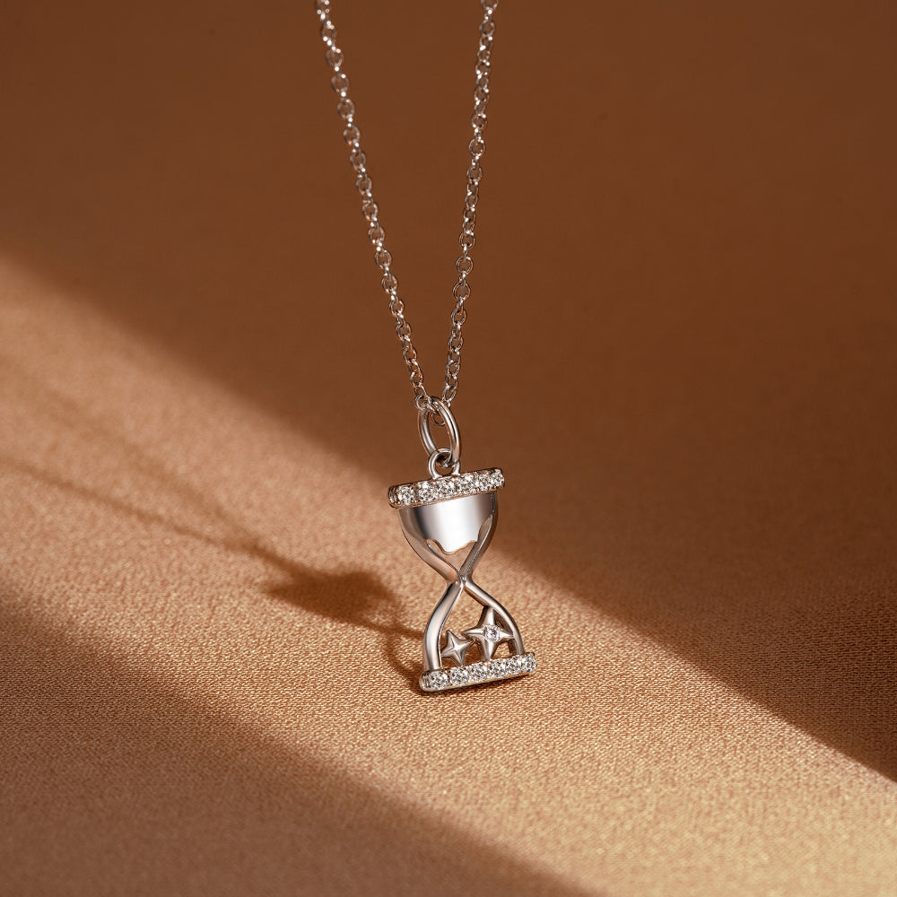White Gold Hourglass Necklace