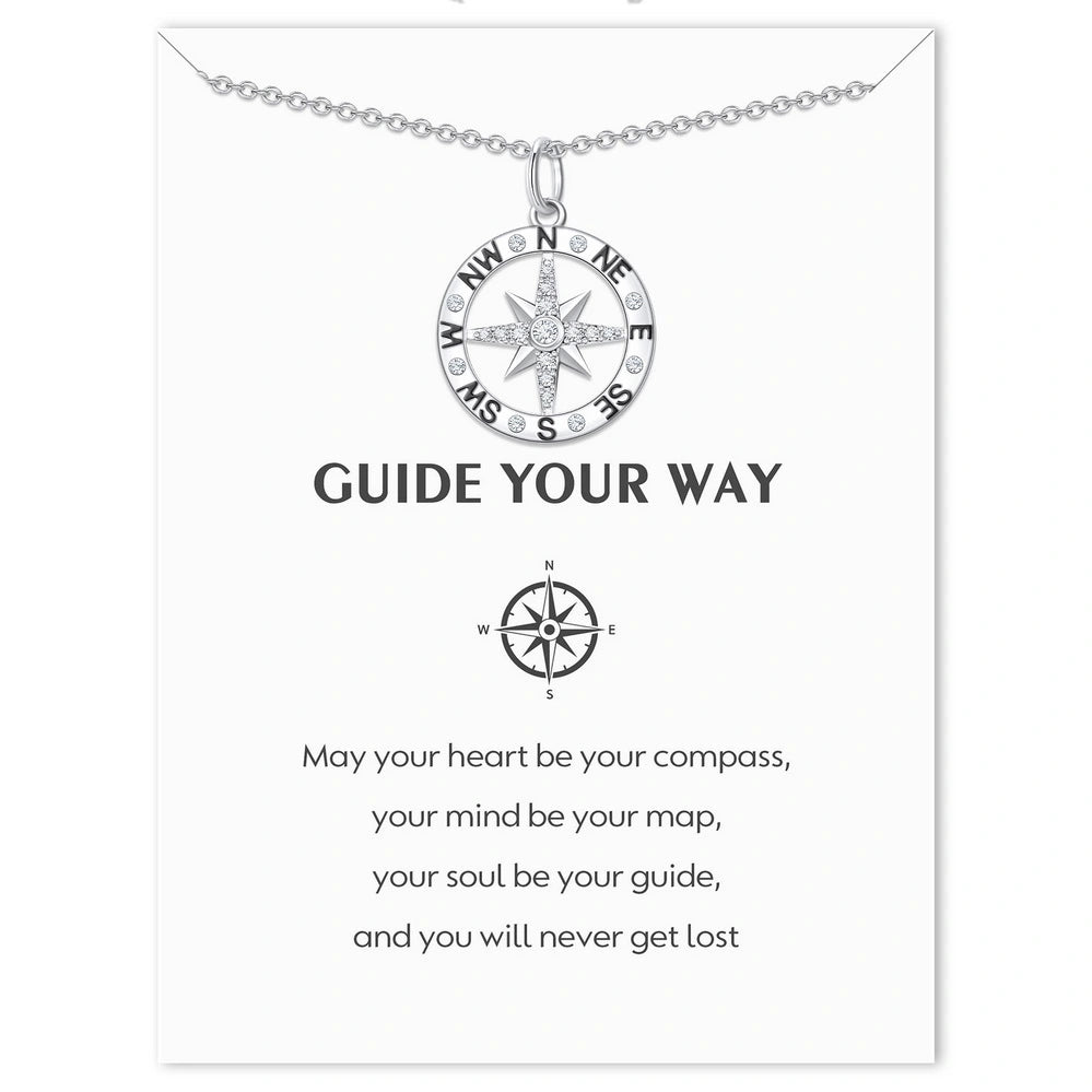 Graduation Season Platinum Compass Necklace