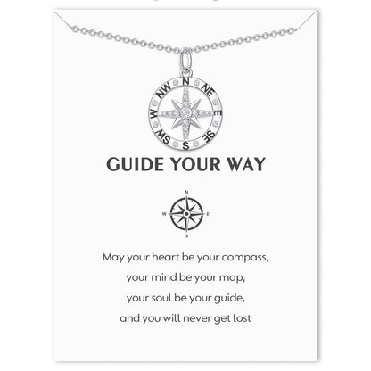 Graduation Season Platinum Compass Necklace