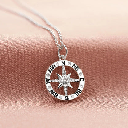 Graduation Season Platinum Compass Necklace