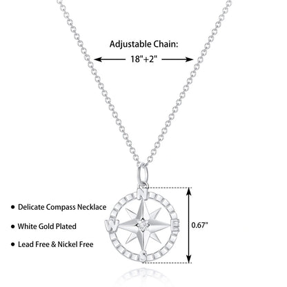 Graduation Season Silver Compass Necklace