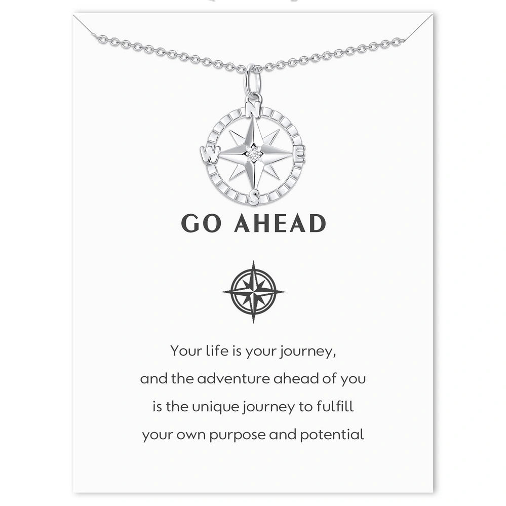 Graduation Season Silver Compass Necklace