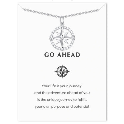 Graduation Season Silver Compass Necklace