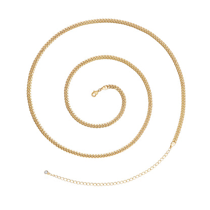 14K Gold Adjustable Waist Chain with 3mm Cuban Links on white background