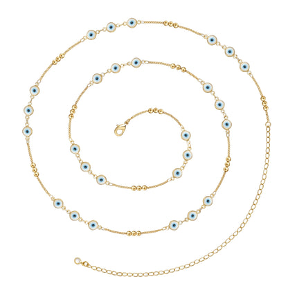 14K Gold Adjustable Sexy Waist Body Chains with Evil Eye Chain Design