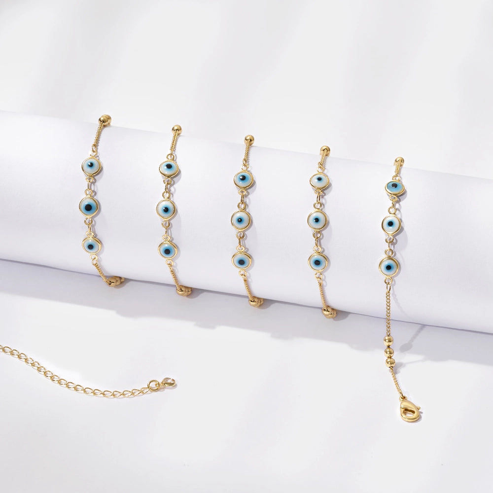 Glamorous Evil Eye Chain Design on 14K Gold Body Chain