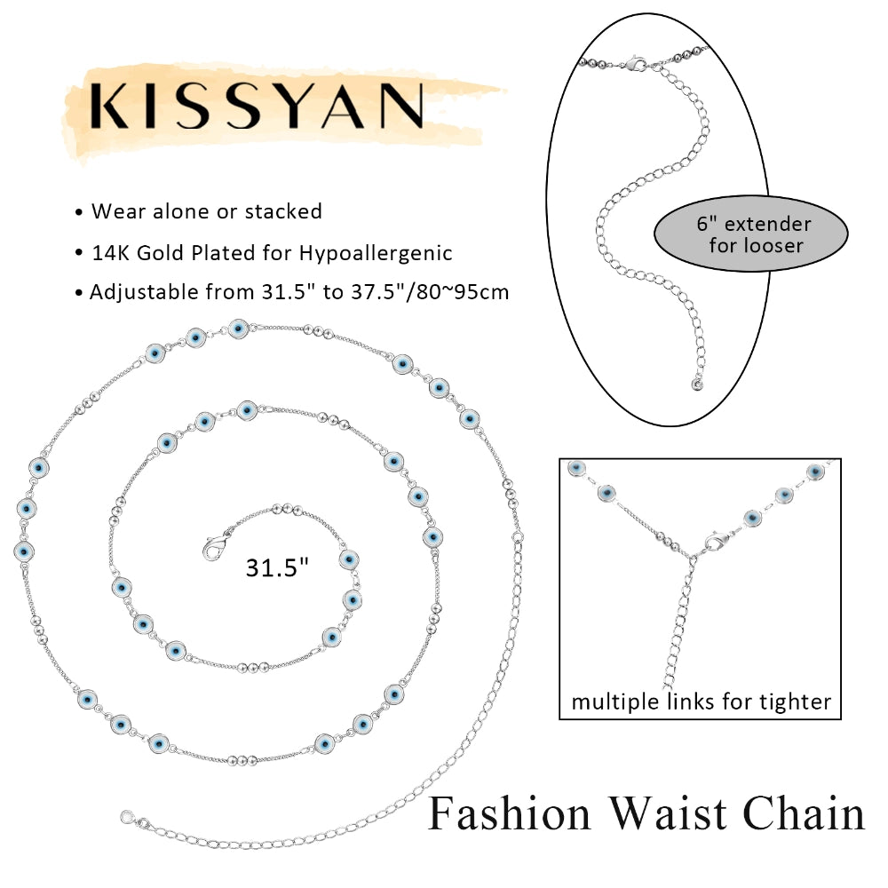 Glamorous Evil Eye Chain Design on 14K Gold Body Chain