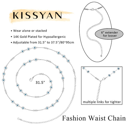 Glamorous Evil Eye Chain Design on 14K Gold Body Chain