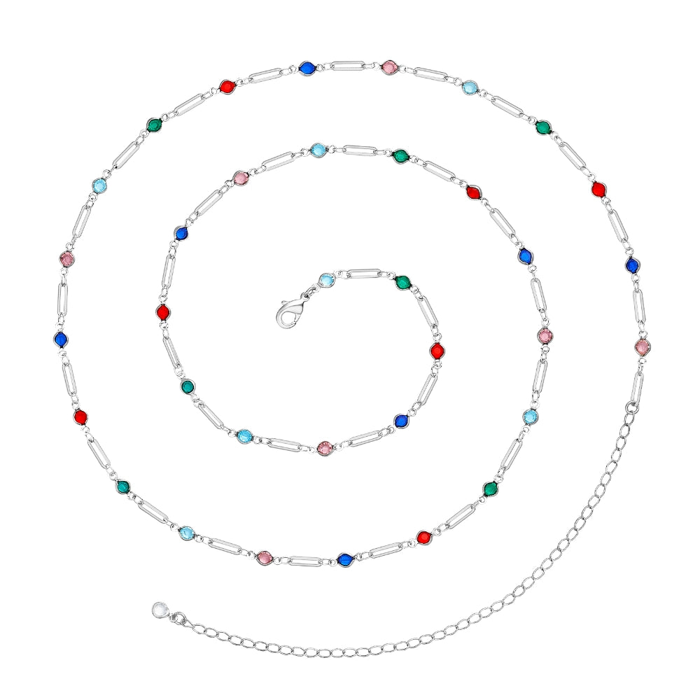 Fun and Trendy 14K Gold Adjustable Waist Body Chains with Colorful Bones