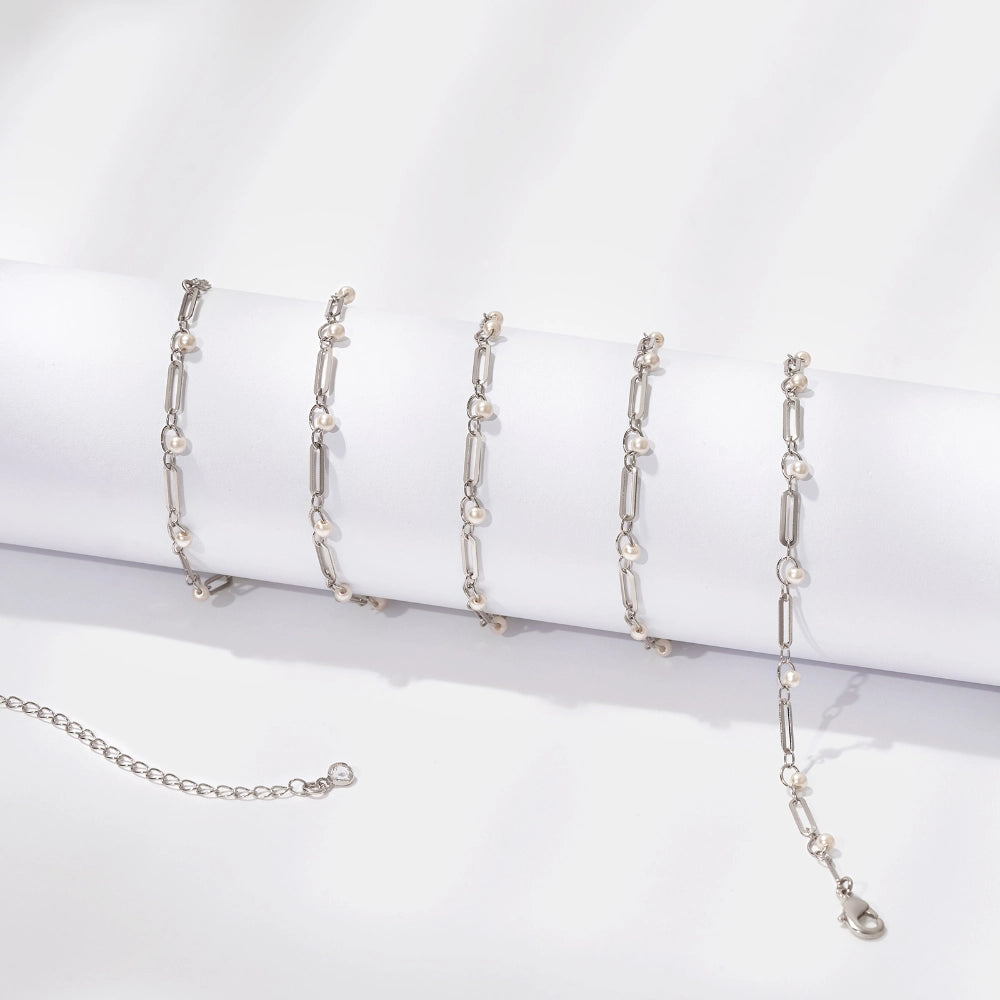 High-Quality 14K Gold Waist Body Chains Adorned with Pearl & Cuban Links
