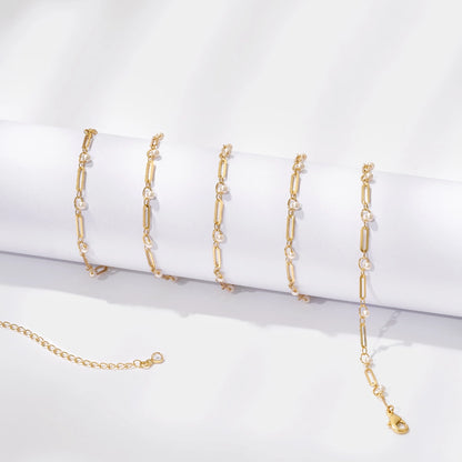 High-Quality 14K Gold Waist Body Chains Adorned with Pearl & Cuban Links