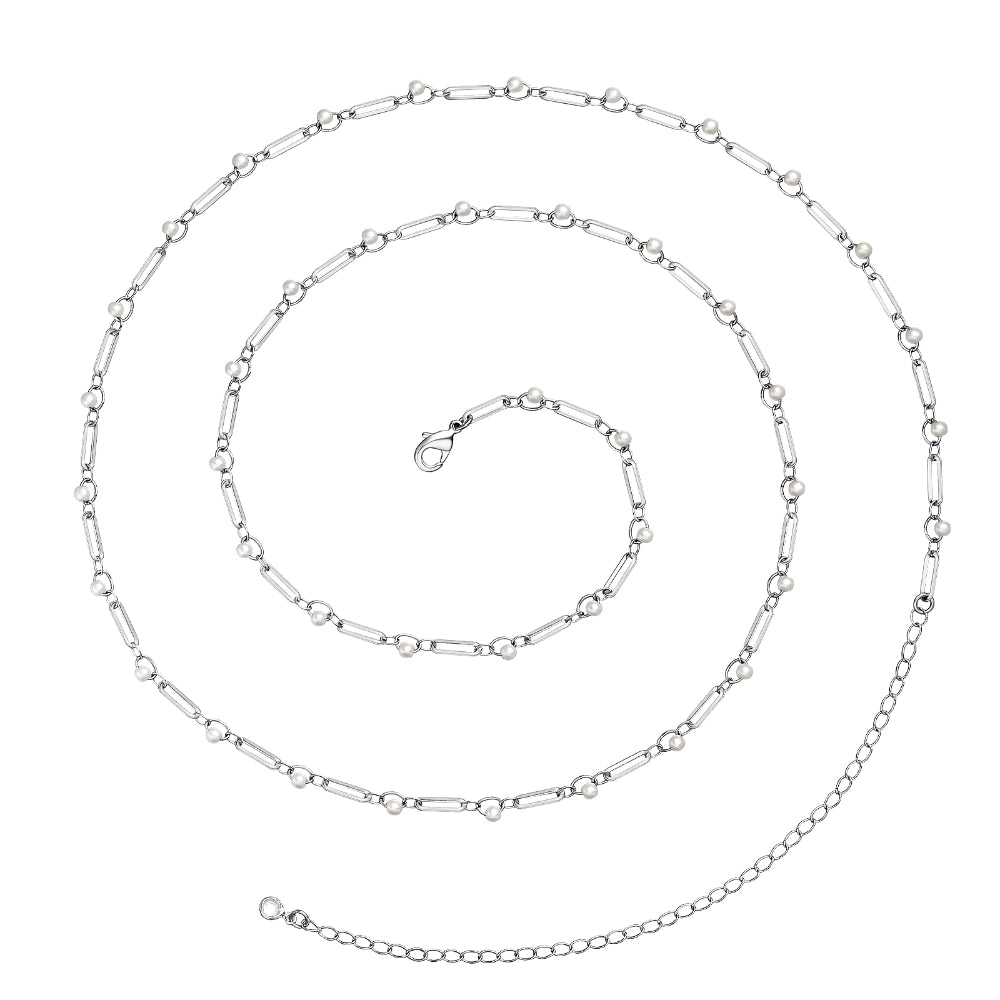 High-Quality 14K Gold Waist Body Chains Adorned with Pearl & Cuban Links